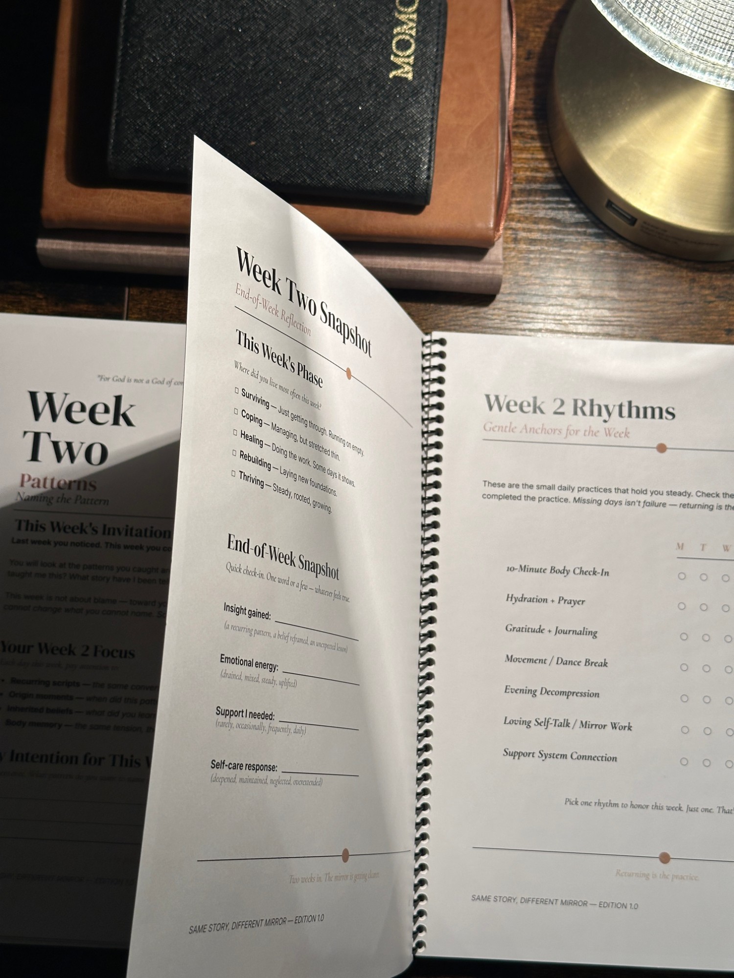 Inside the 30-Day Clarity Reset workbook, Week Two pages